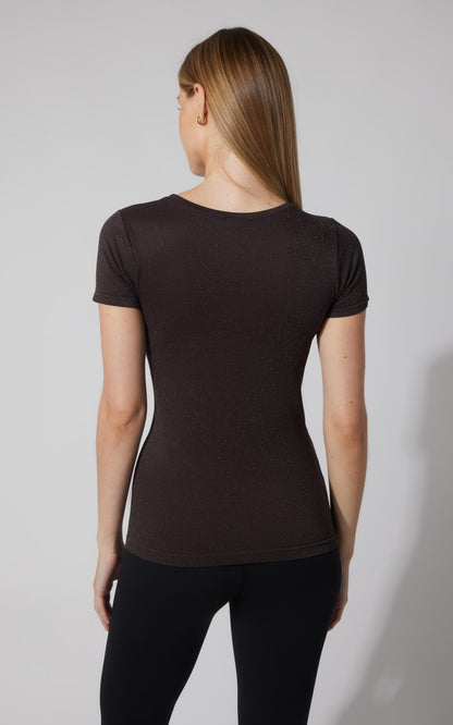 90 Degree by Reflex Lurex Seamless Short Sleeve Active Shirt