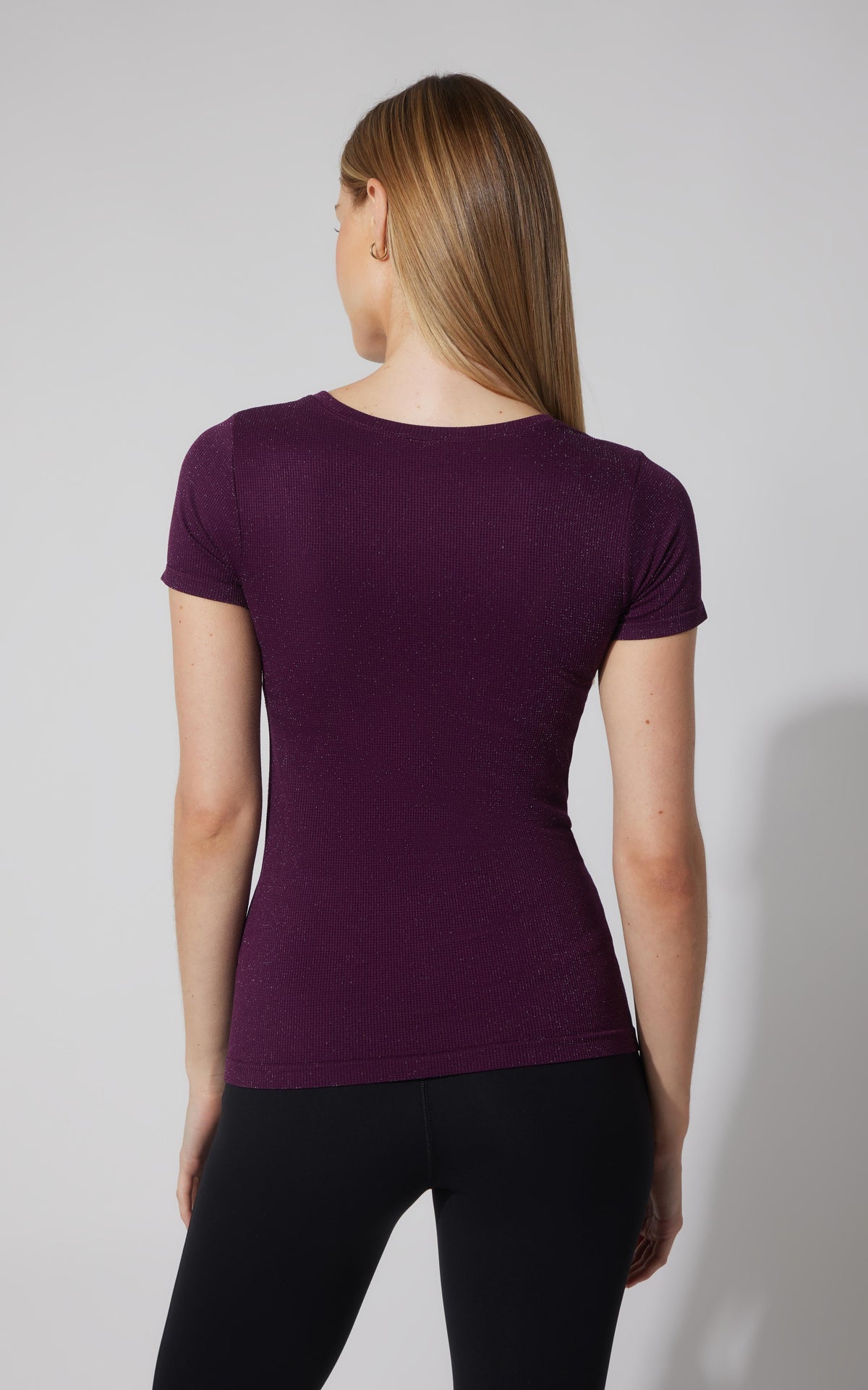 90 Degree by Reflex Lurex Seamless Short Sleeve Active Shirt