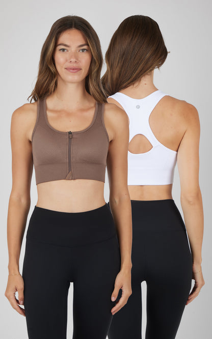 90 Degree by Reflex 2 PK Ribbed Seamless Zip Front Bra