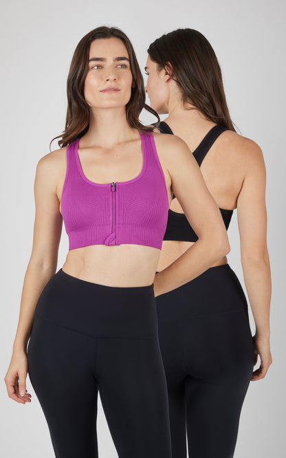 90 Degree by Reflex 2 PK Seamless Textured Zip Bra Top
