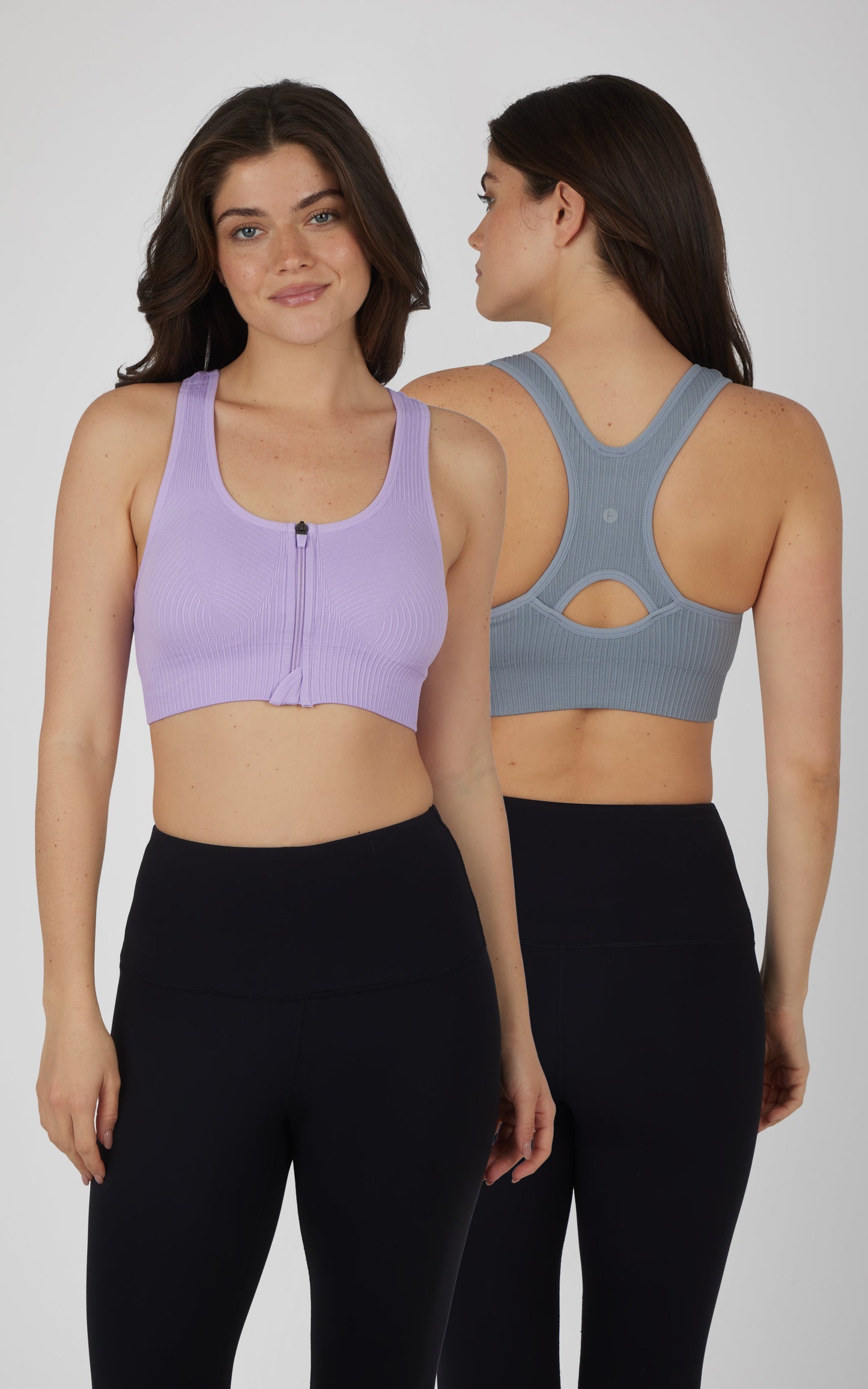 90 Degree by Reflex 2 PK Seamless Textured Zip Bra Top