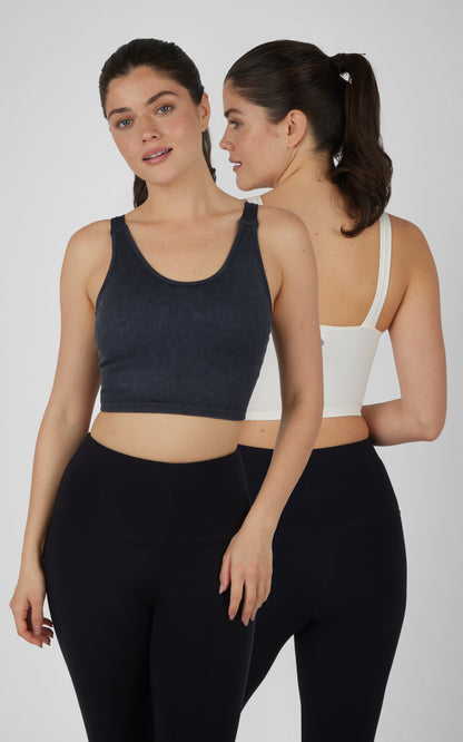 90 Degree by Reflex Stonewash 2 PK Scoop Neck Bralette Tank
