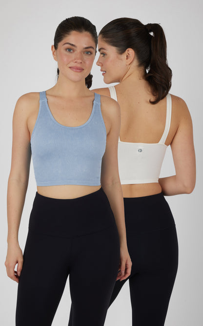 90 Degree by Reflex Stonewash 2 PK Scoop Neck Bralette Tank