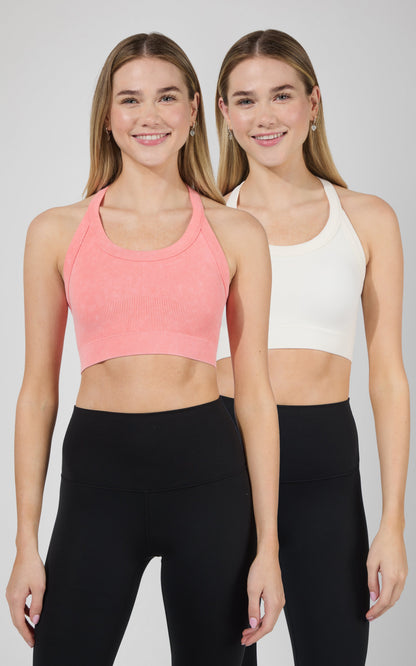 90 Degree by Reflex 2 PK Stone Washed Seamless Marvella Bra Tank