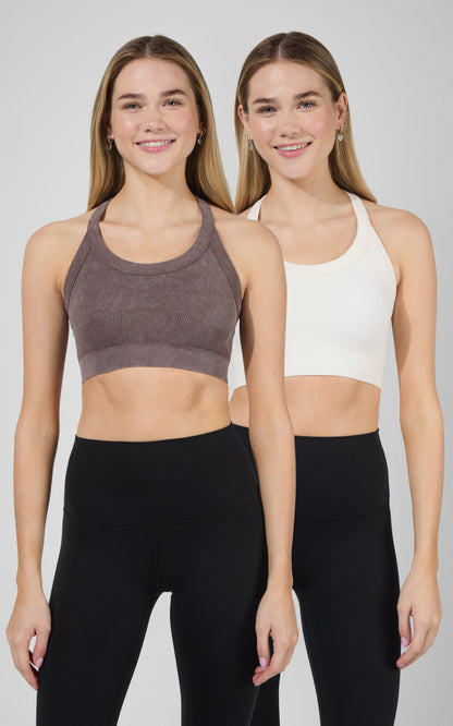 90 Degree by Reflex 2 PK Stone Washed Seamless Marvella Bra Tank