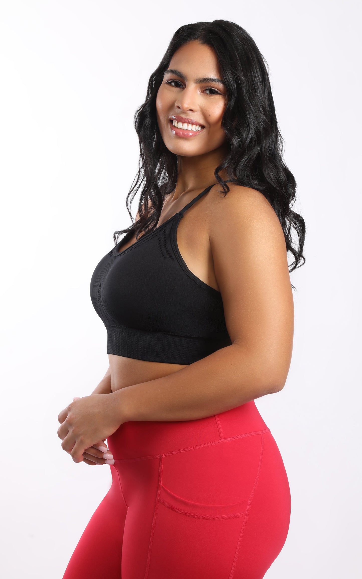 90 Degree by Reflex Plus Seamless Racerback Sports Bra with Keyhole