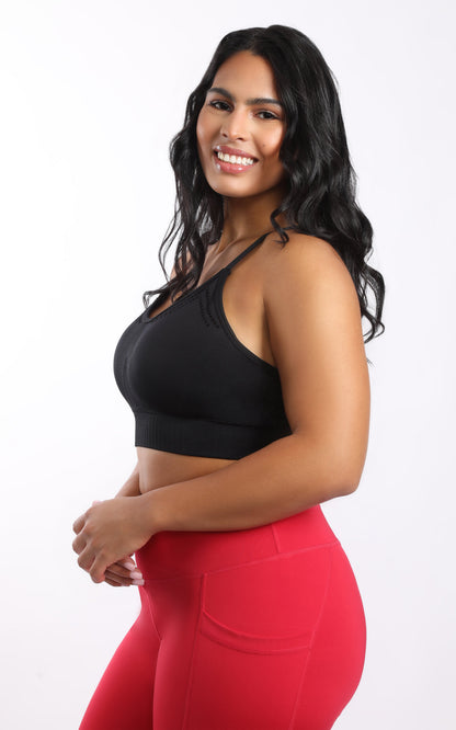 90 Degree by Reflex Plus Seamless Racerback Sports Bra with Keyhole