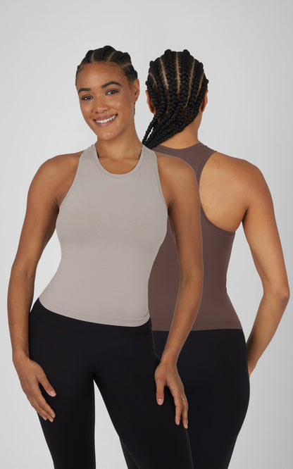 90 Degree by Reflex 2 PK Seamless Racerback Tank Top with Built in Bra