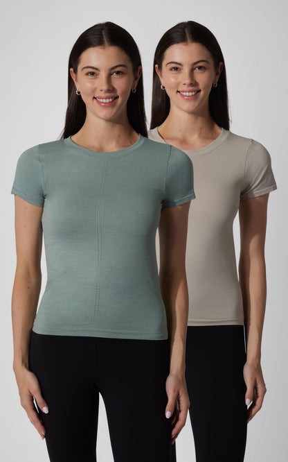90 Degree by Reflex 2 PK Seamless Bridgett Short Sleeve Full Length Tee