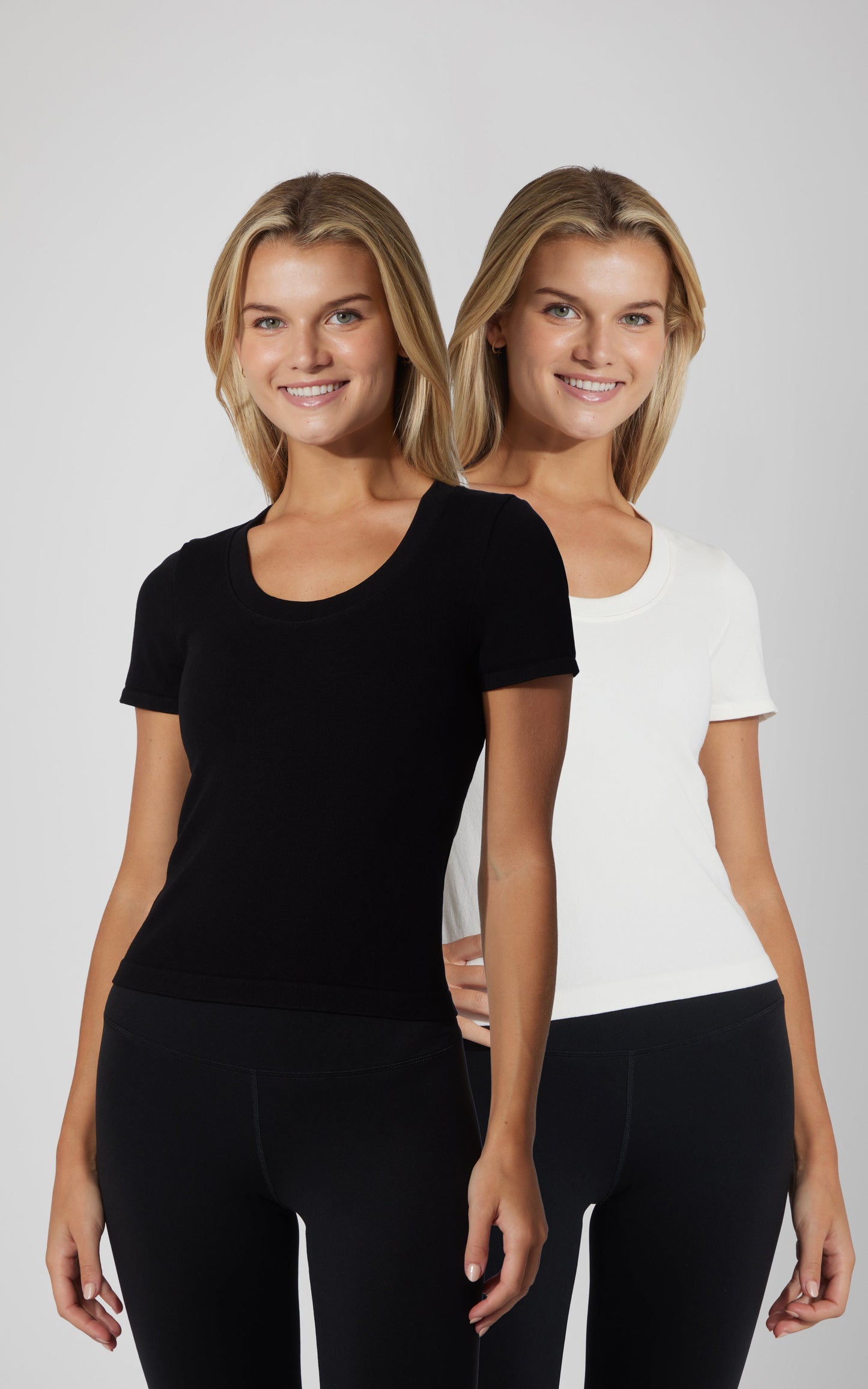 90 Degree by Reflex 2 PK Seamless Ribbed Scoop Neck Short Sleeve Tee