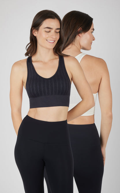 90 Degree by Reflex 2 PK Seamless Cable Knit Racerback Bra Top