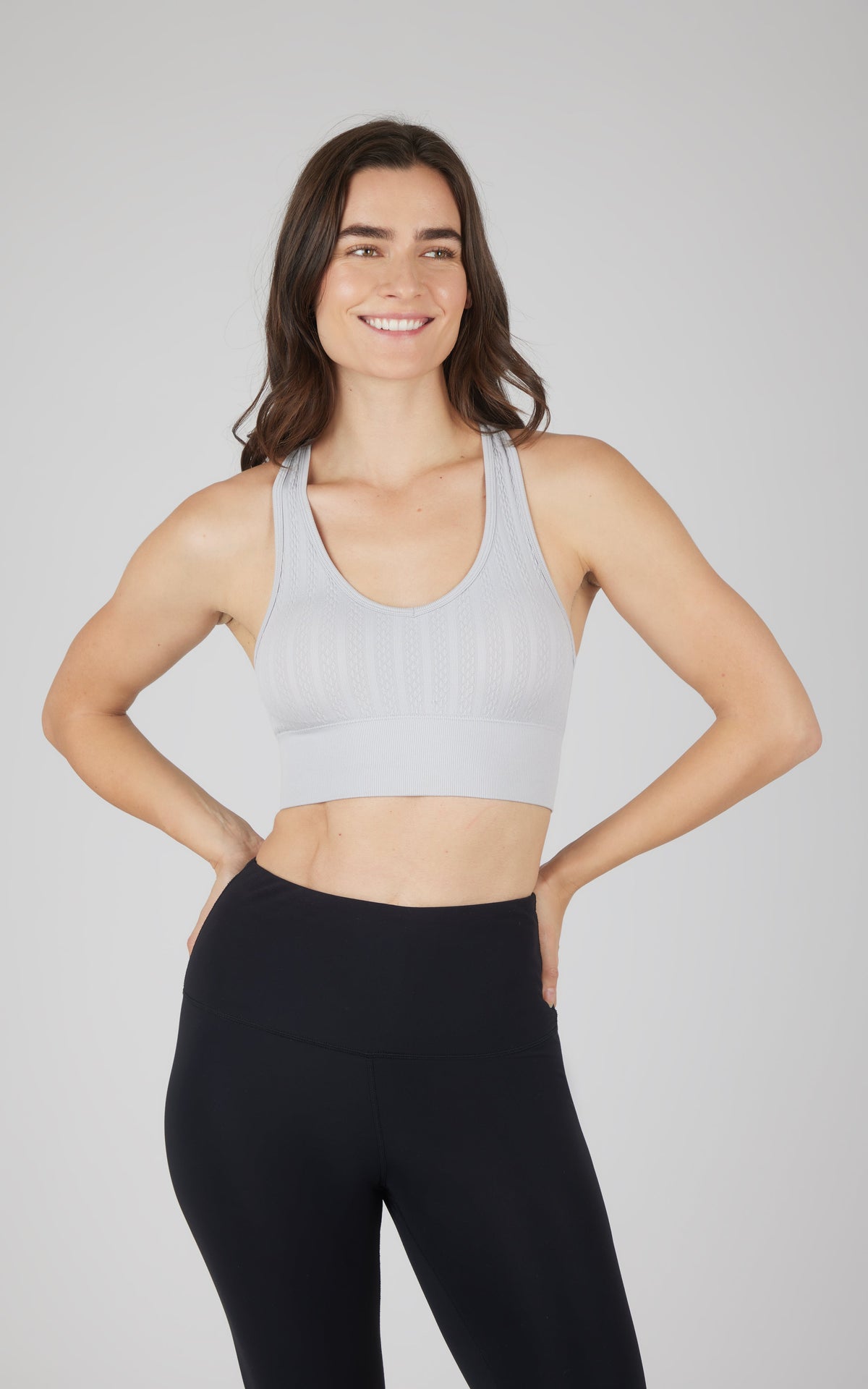 90 Degree by Reflex 2 PK Seamless Cable Knit Racerback Bra Top