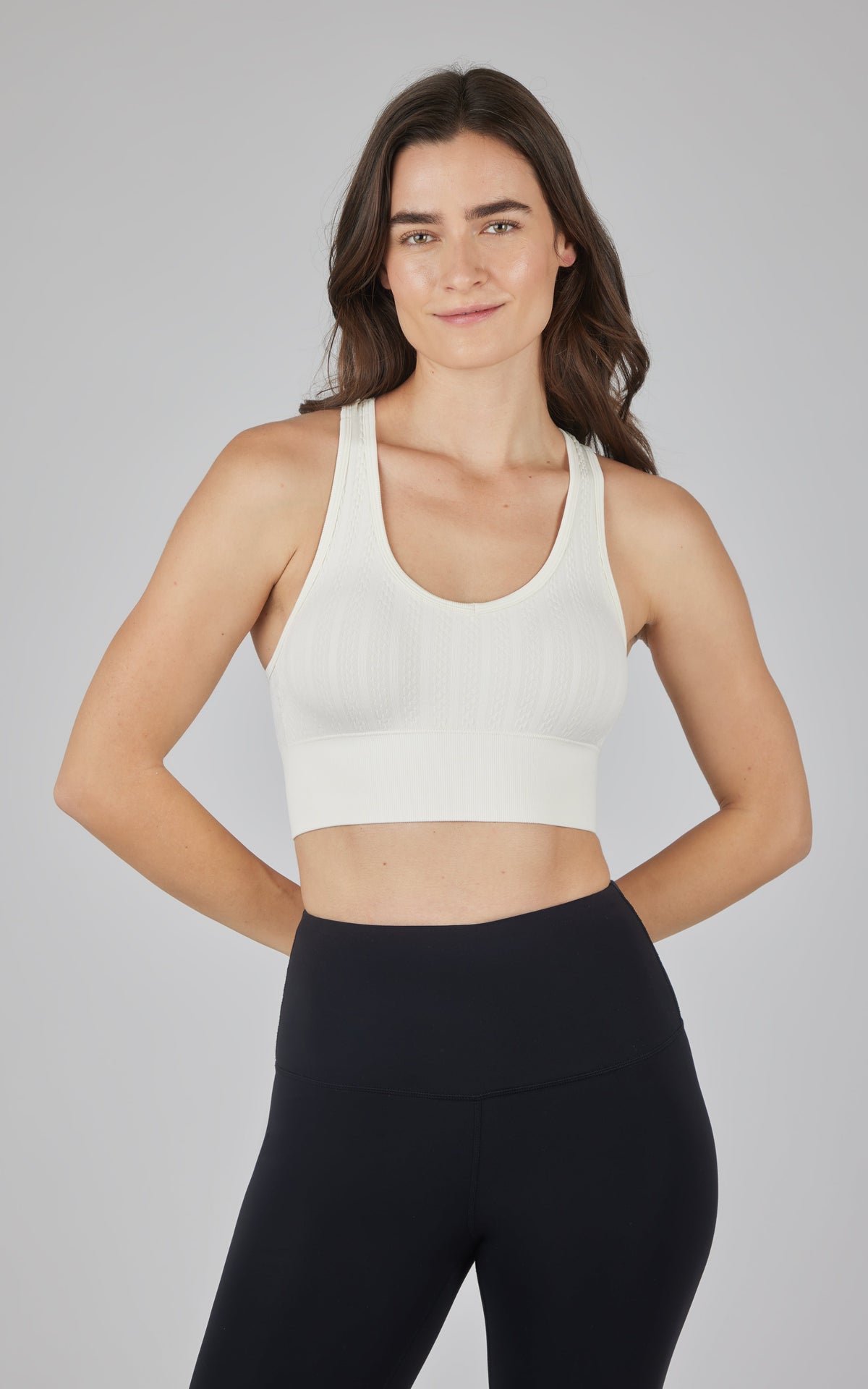 90 Degree by Reflex 2 PK Seamless Cable Knit Racerback Bra Top