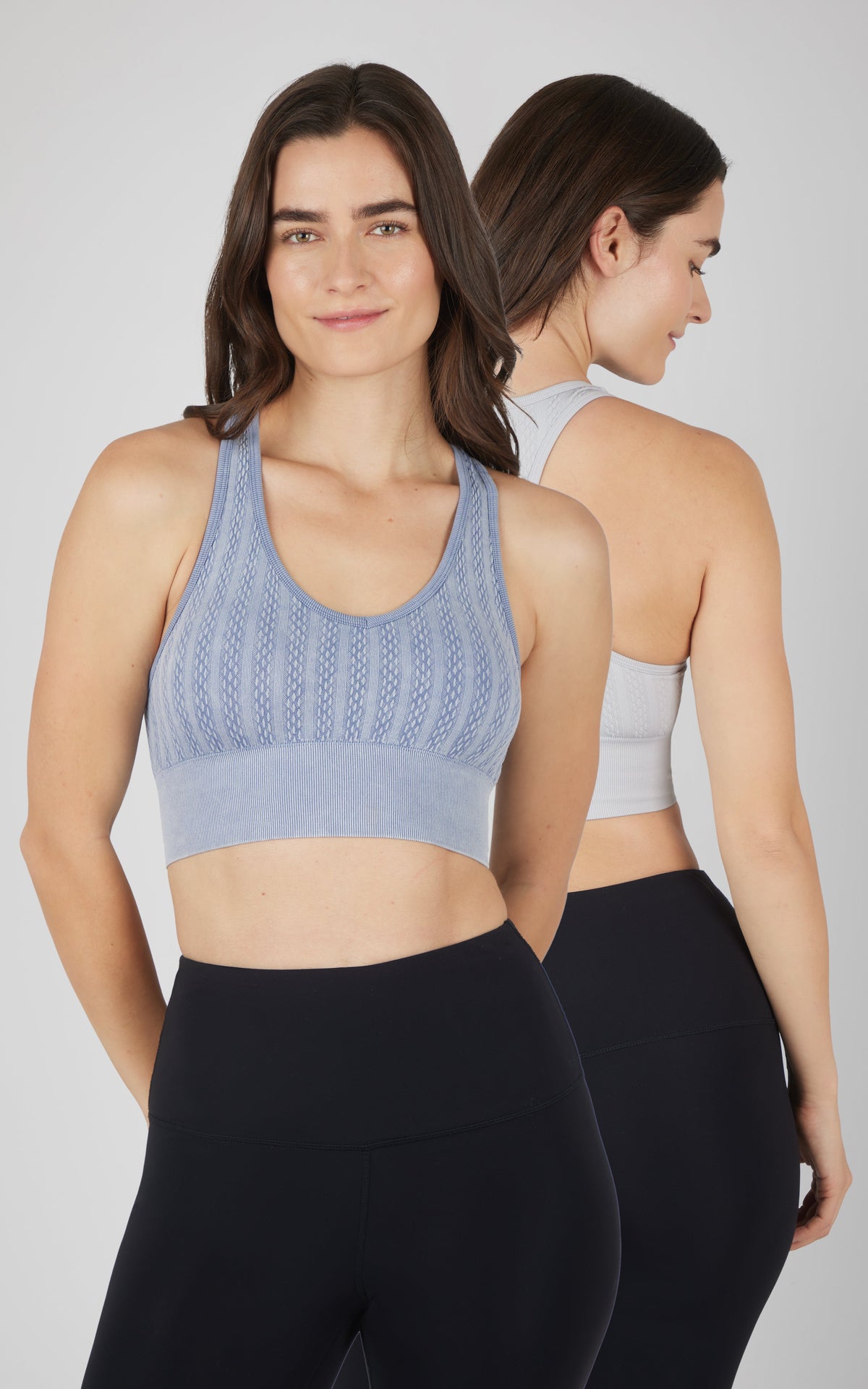 90 Degree by Reflex 2 PK Seamless Cable Knit Racerback Bra Top