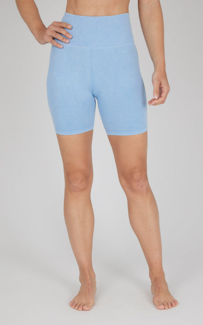 90 Degree by Reflex 2 PK Stonewash Ribbed Textured 5" Inseam Seamless Short