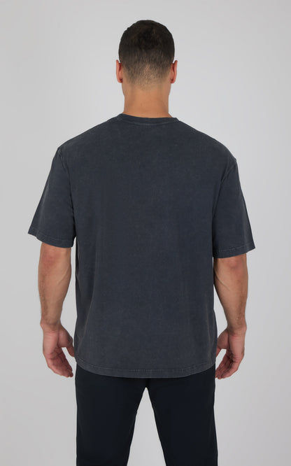90 Degree by Reflex Men's Acid Wash Oversized Boxy Crew Neck Tee
