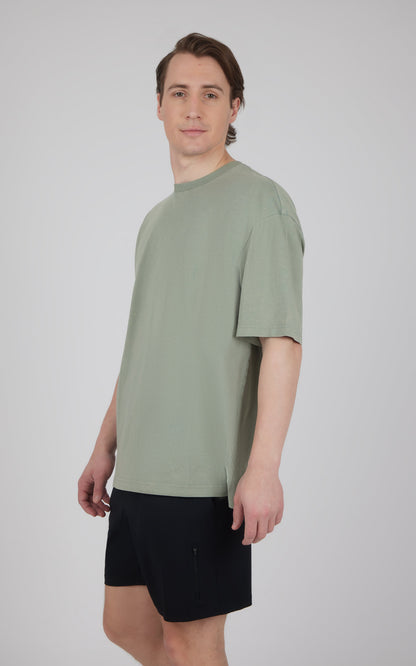 90 Degree by Reflex Men's Acid Wash Oversized Boxy Crew Neck Tee