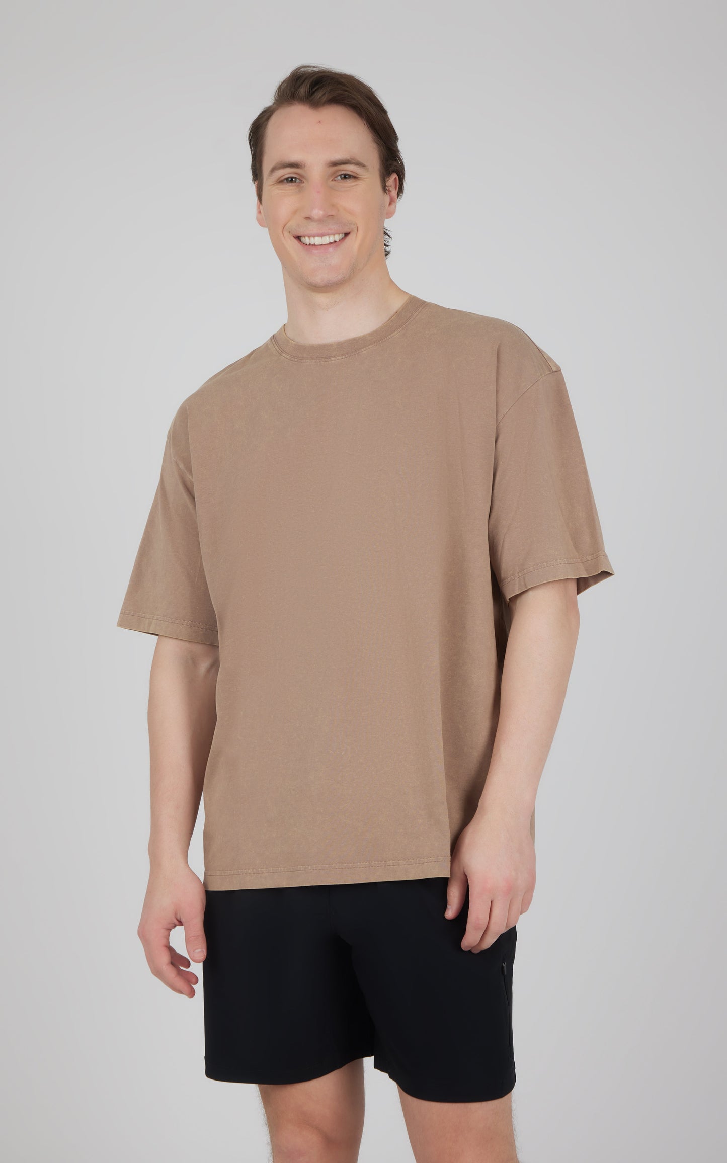 90 Degree by Reflex Men's Acid Wash Oversized Boxy Crew Neck Tee