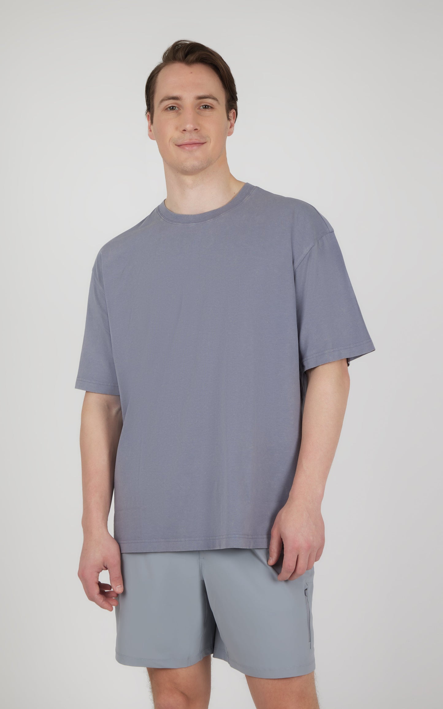 90 Degree by Reflex Men's Acid Wash Oversized Boxy Crew Neck Tee