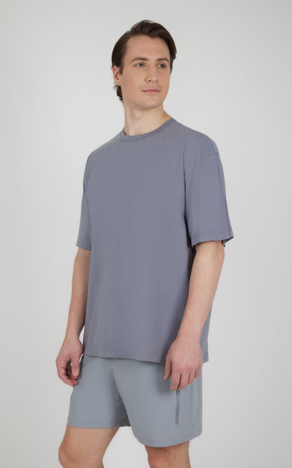 90 Degree by Reflex Men's Acid Wash Oversized Boxy Crew Neck Tee
