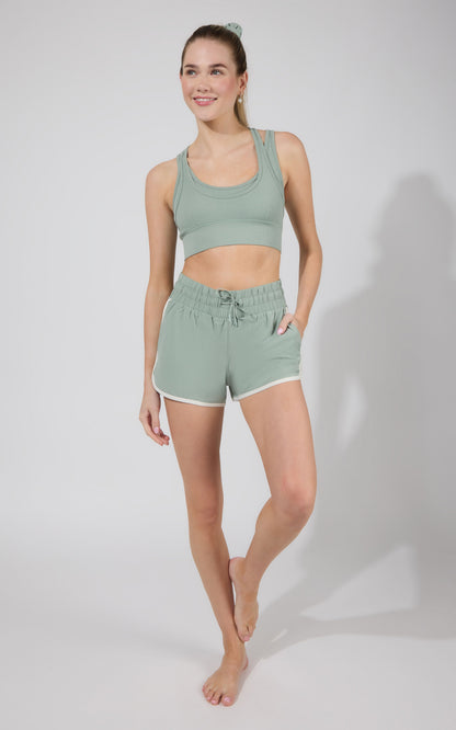 90 Degree by Reflex Seamless Double Layer Bra & Running Short w Scrunchie