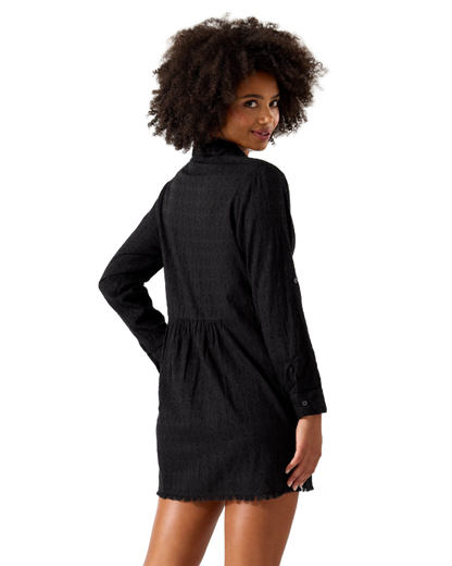 Tommy Bahama Cotton Clip Jacquard Boyfriend Shirt - Black - FINAL SALE
