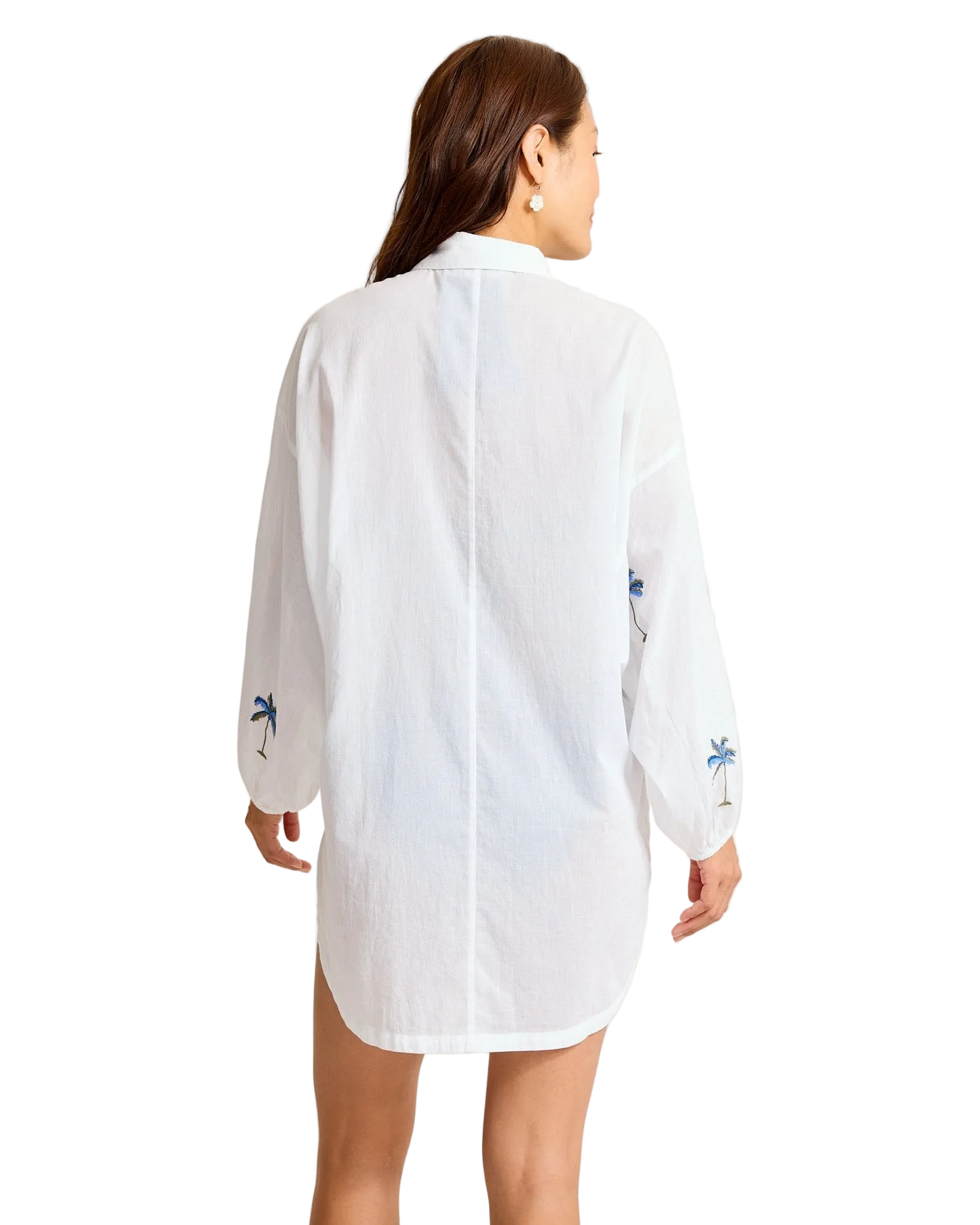 Tommy Bahama Catalina Coast Palm Boyfriend Beach Shirt - White