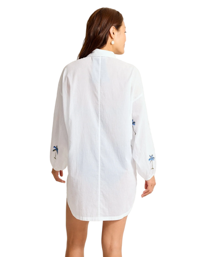 Tommy Bahama Catalina Coast Palm Boyfriend Beach Shirt - White