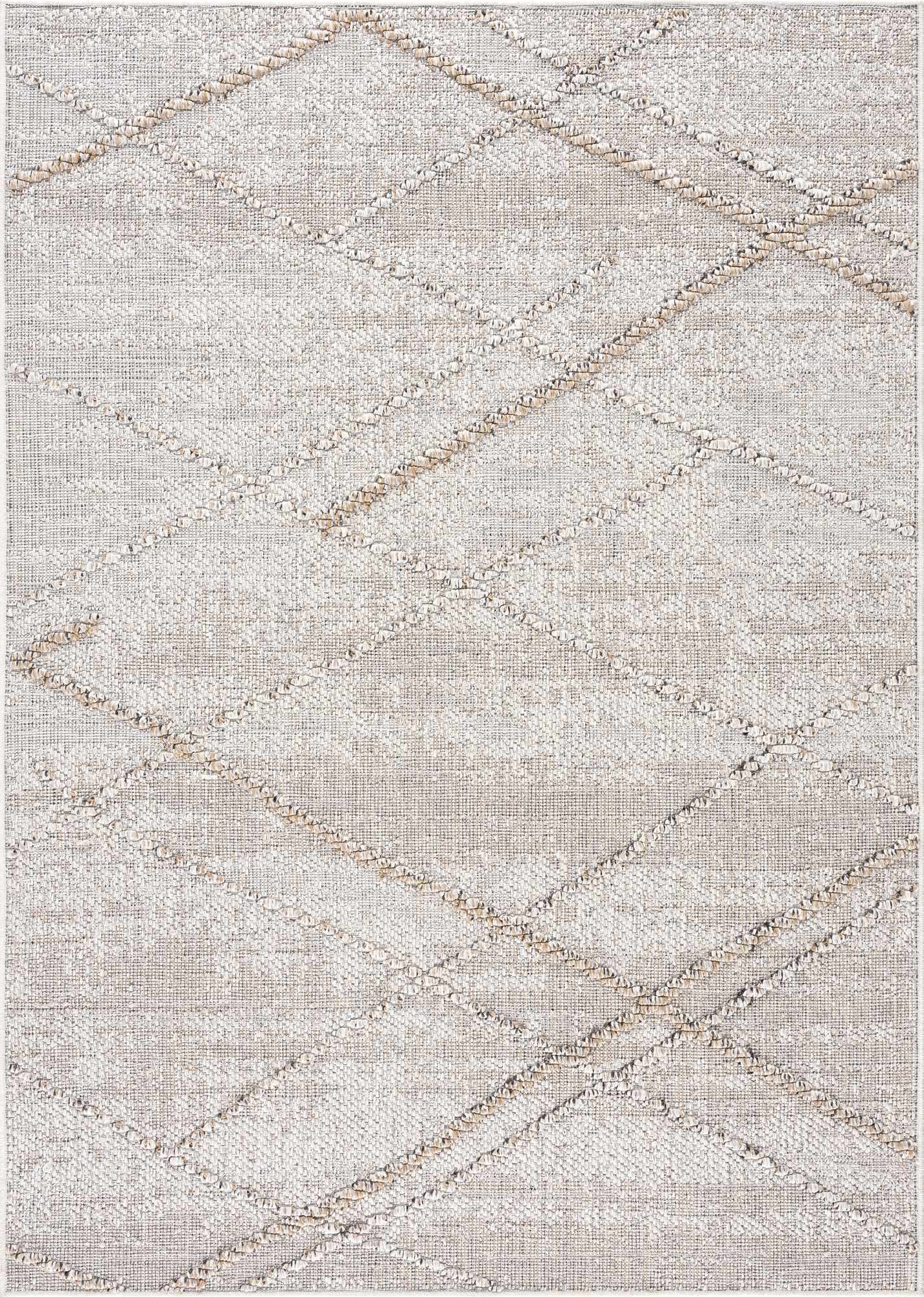 Baqer Bone & Tan Textured Performance Outdoor Rug - Clearance