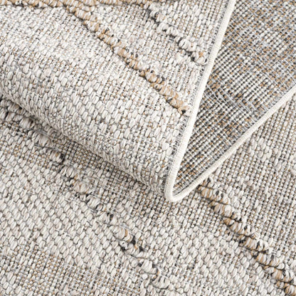 Baqer Bone & Tan Textured Performance Outdoor Rug - Clearance