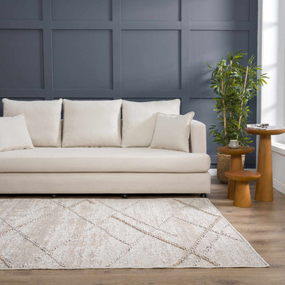 Baqer Bone & Tan Textured Performance Outdoor Rug - Clearance