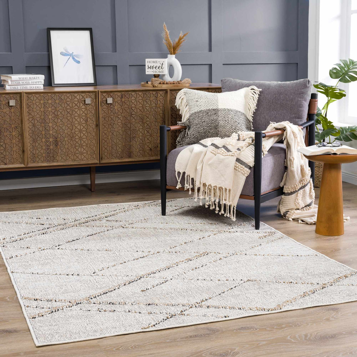 Baqer Bone & Tan Textured Performance Outdoor Rug - Clearance