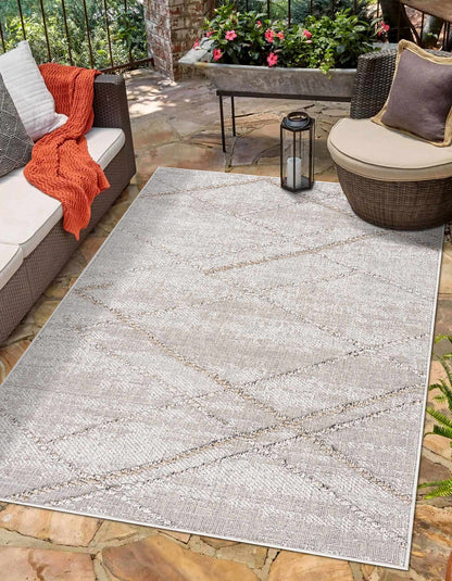 Baqer Bone & Tan Textured Performance Outdoor Rug - Clearance