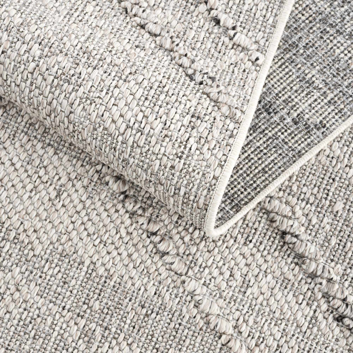 Baqer Bone & Taupe Textured Performance Outdoor Rug - Clearance