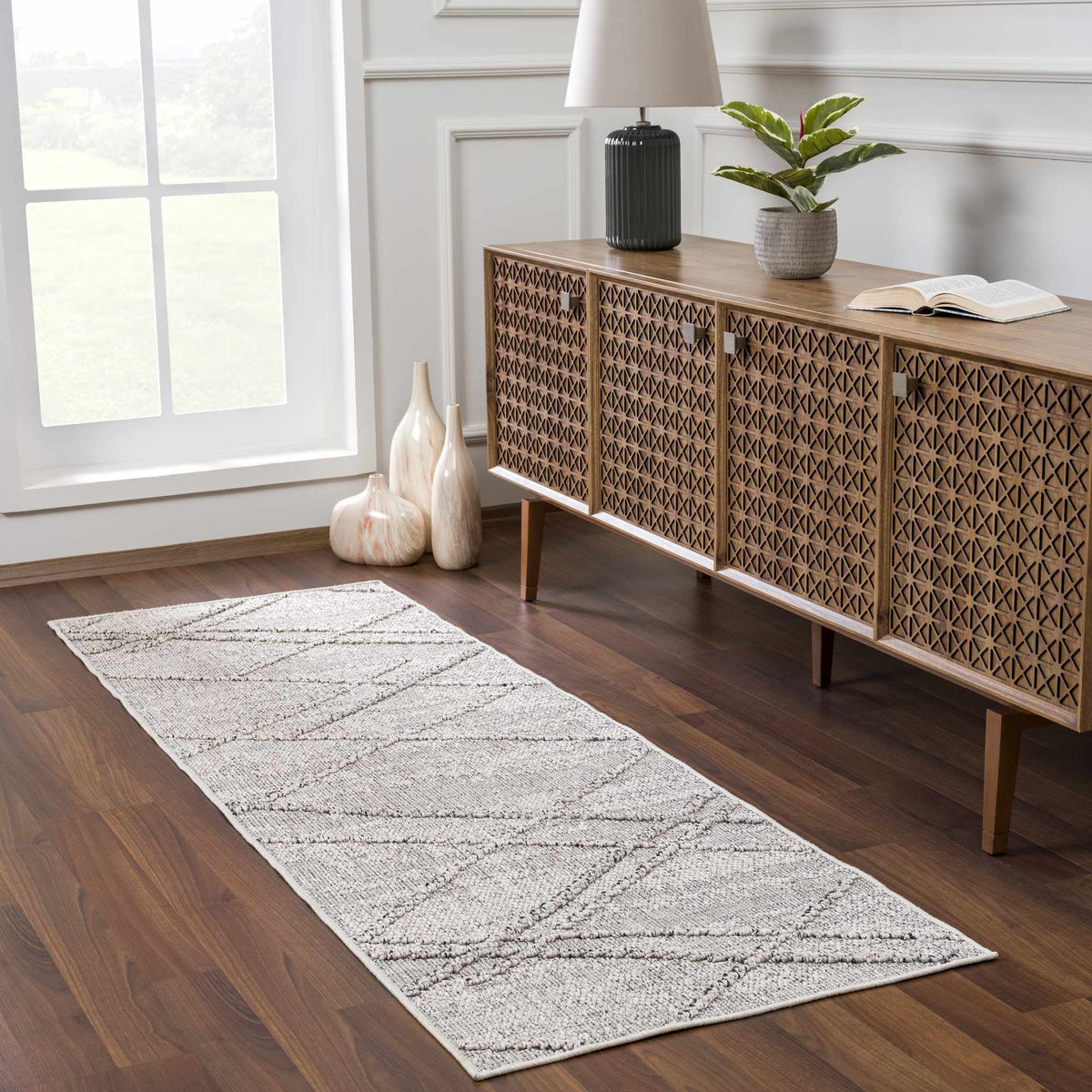 Baqer Bone & Taupe Textured Performance Outdoor Rug - Clearance