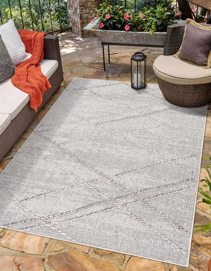 Baqer Bone & Taupe Textured Performance Outdoor Rug - Clearance