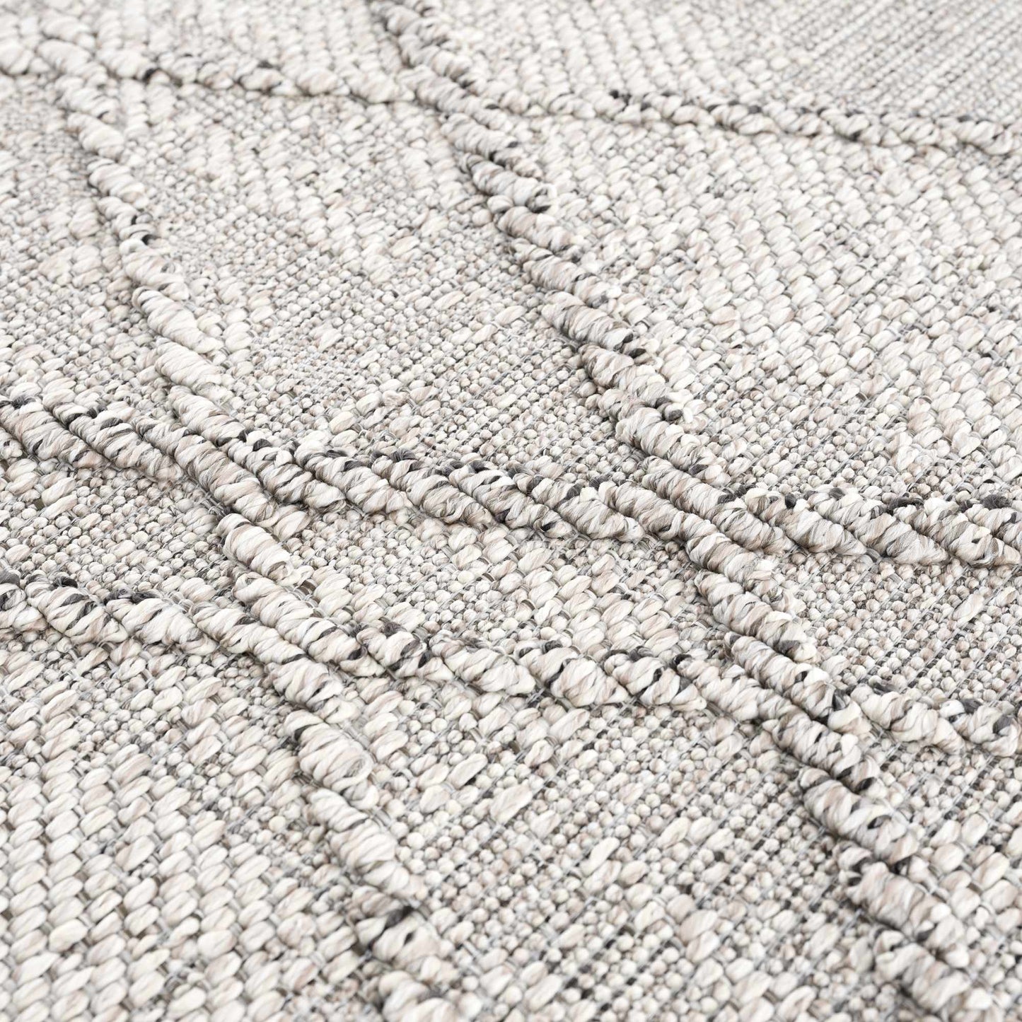 Baqer Bone & Taupe Textured Performance Outdoor Rug - Clearance