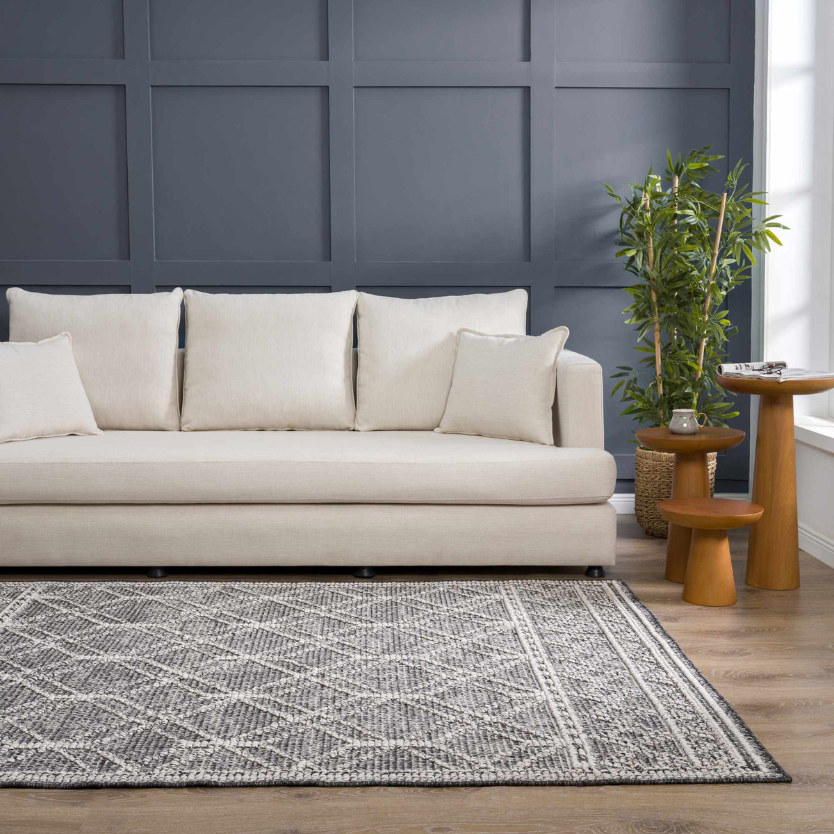 Diah Black & Bone Outdoor Area Rug - Clearance