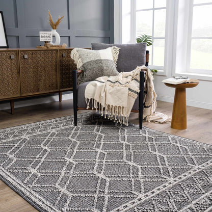 Diah Black & Bone Outdoor Area Rug - Clearance