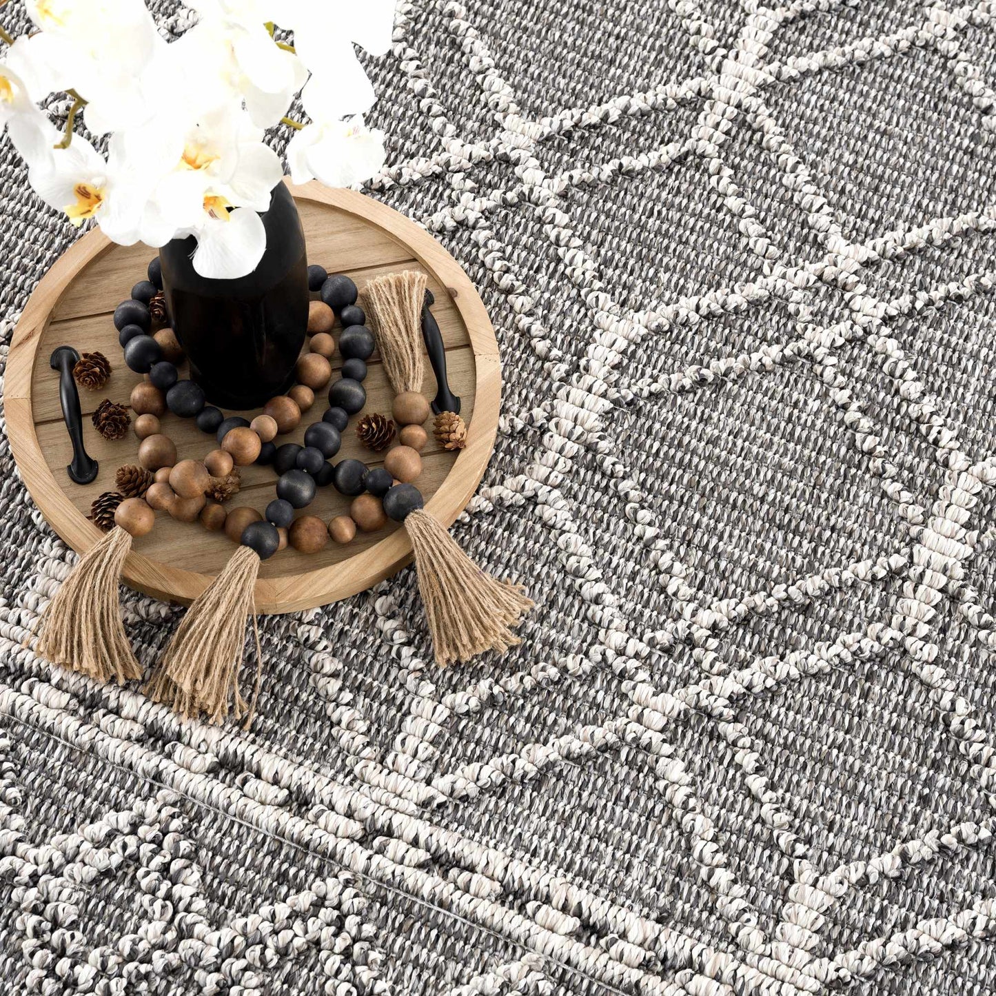Diah Black & Bone Outdoor Area Rug - Clearance