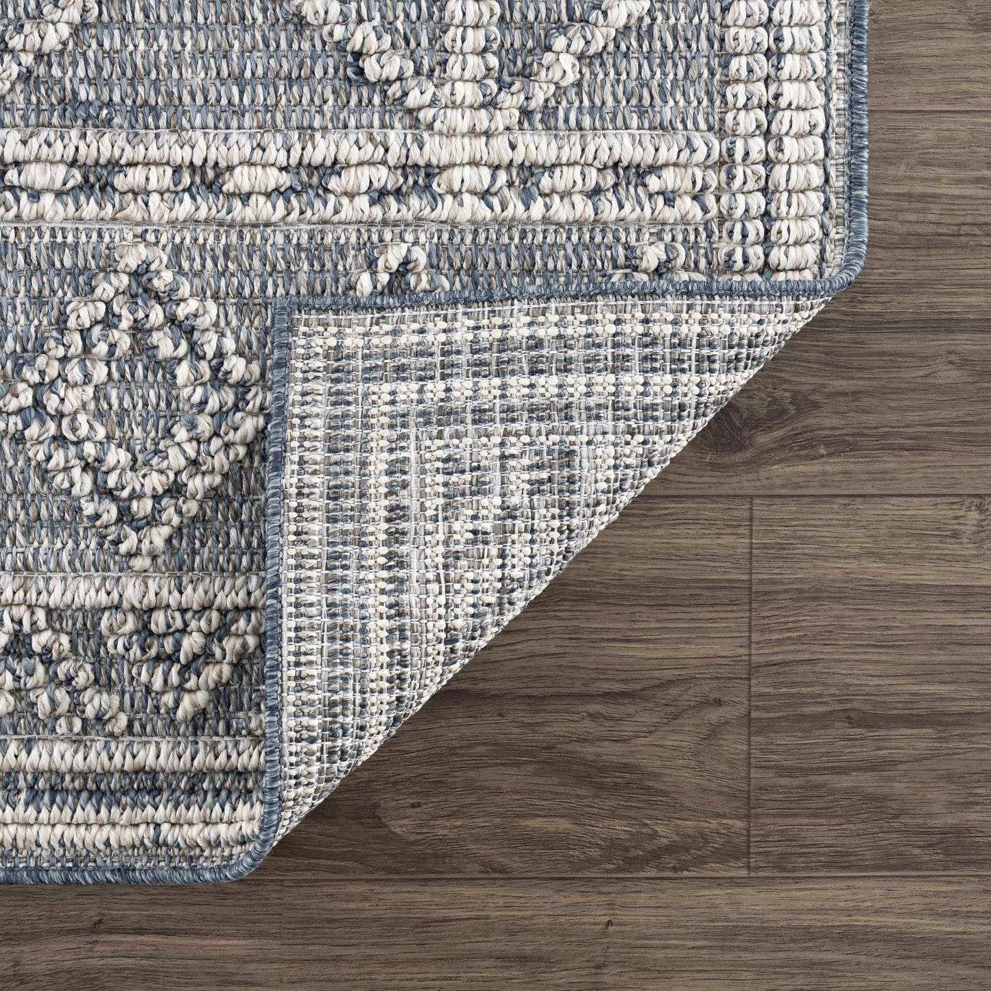 Diah Gray Blue & Bone Outdoor Area Rug - Clearance