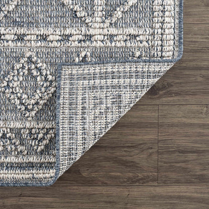 Diah Gray Blue & Bone Outdoor Area Rug - Clearance