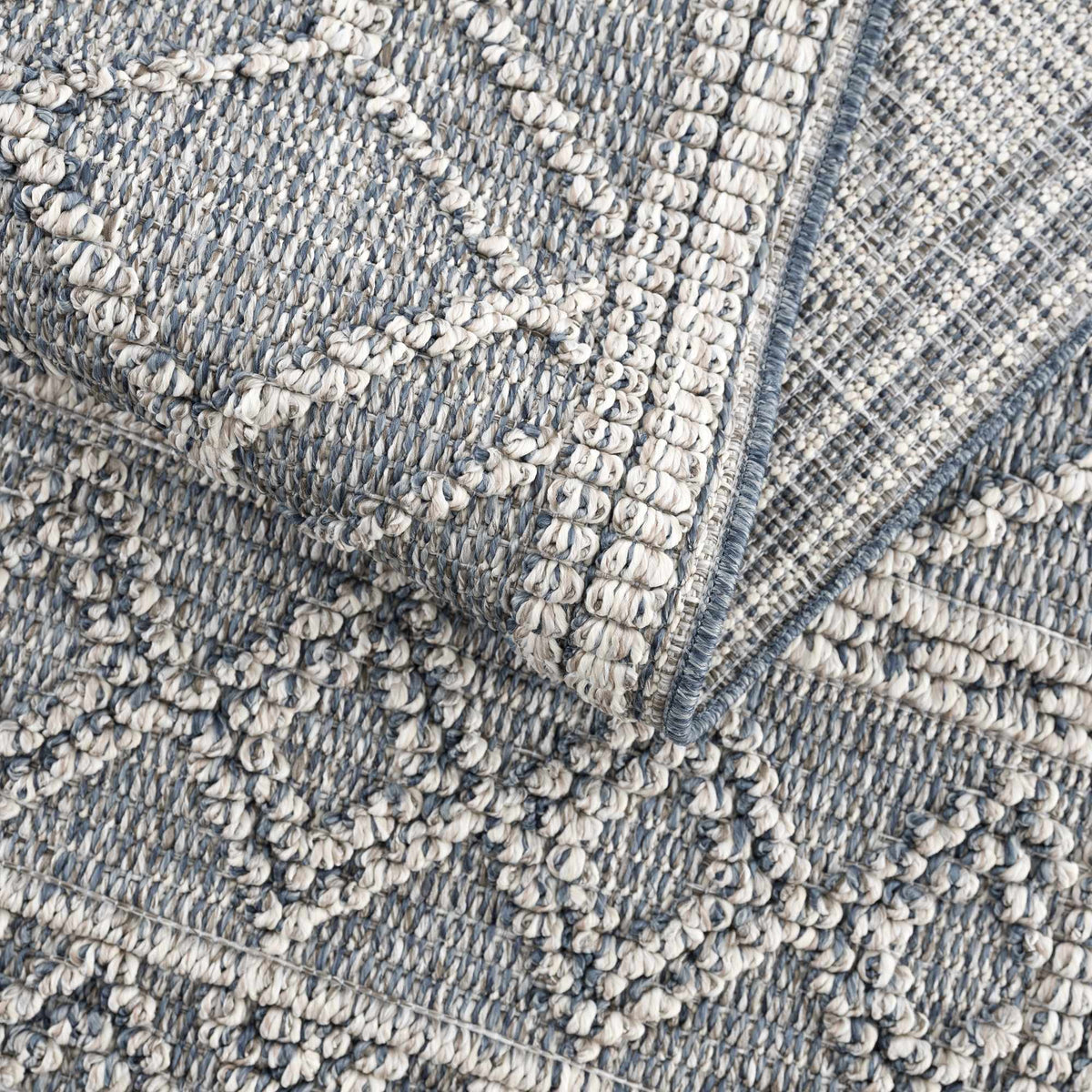 Diah Gray Blue & Bone Outdoor Area Rug - Clearance