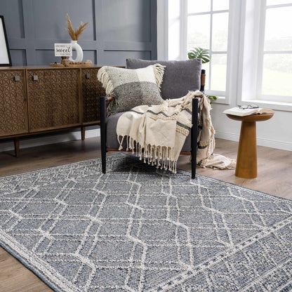 Diah Gray Blue & Bone Outdoor Area Rug - Clearance