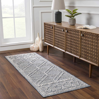 Diah Gray Blue & Bone Outdoor Area Rug - Clearance