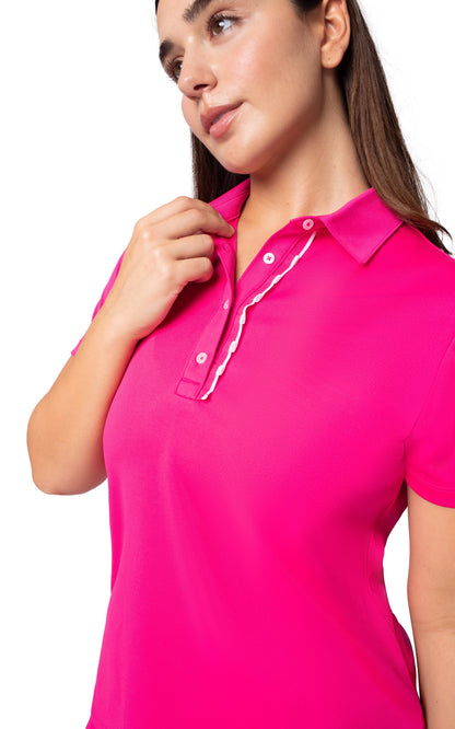 90 Degree by Reflex Pique Tee Time Polo Top with Ruched Detail