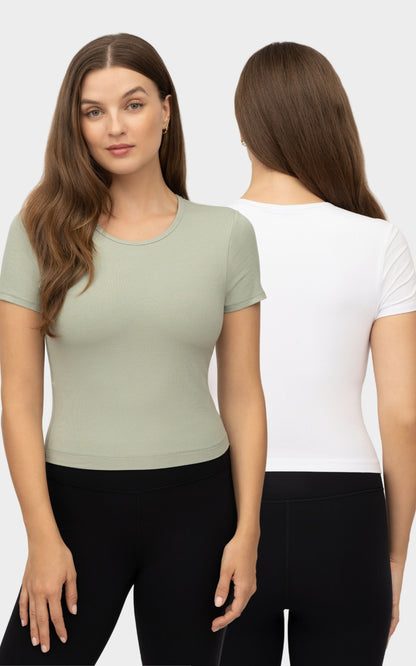 90 Degree by Reflex 2 PK Heavenly Rib Short Sleeve Shirt