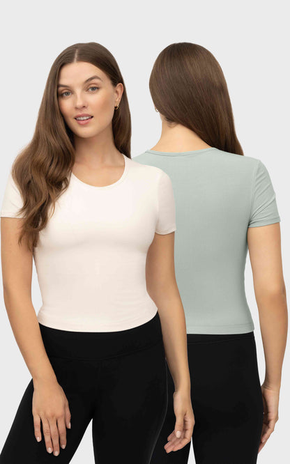 90 Degree by Reflex 2 PK Heavenly Rib Short Sleeve Shirt