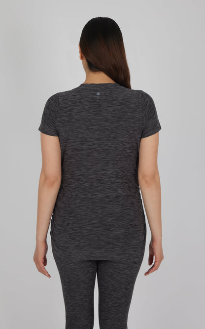 90 Degree by Reflex Maternity Heathered Short Sleeve Crew Neck Top