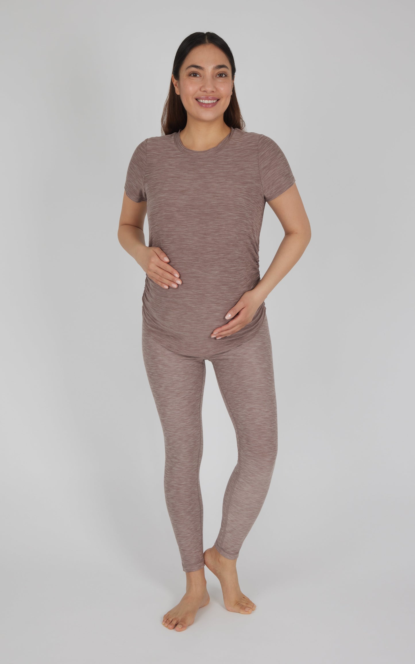 90 Degree by Reflex Maternity Heathered Short Sleeve Crew Neck Top